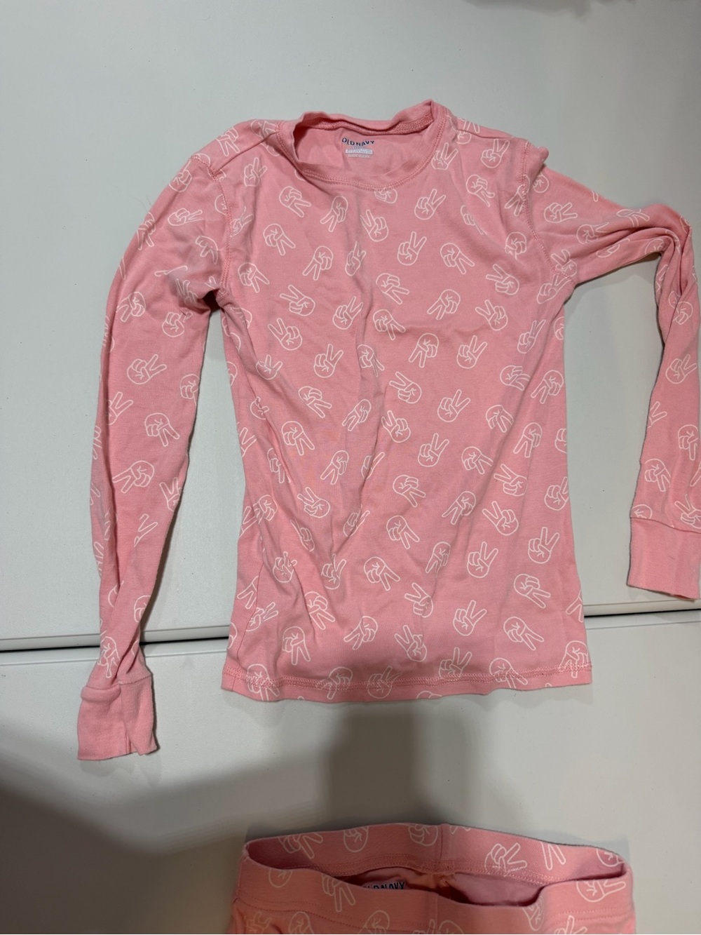 Old Navy Pink Peace Sign Print Long Sleeve Top